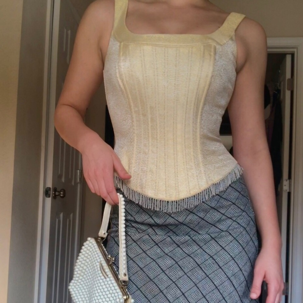 Vintage Caché yellow corset tank
